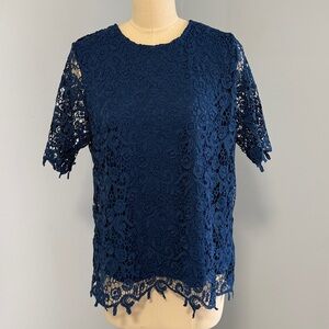 Philosophy Blue Lace Short Sleeve Women’s Top SZL
